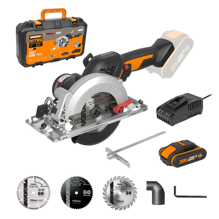 WORX WX531 Akku Kreissäge 20V – Bürstenlose Kreissäge für exakte, gerade Schnitte – Schneidet mühelo