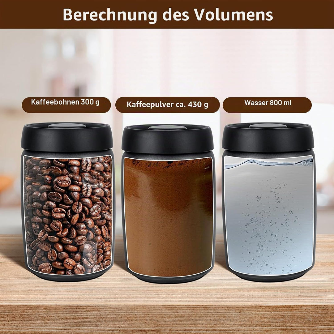 VINATO 0,8L Edelstahl Kaffeedose Vakuumbehälter für Kaffee, Tee oder Lebensmittel – Luftdicht, Aroma
