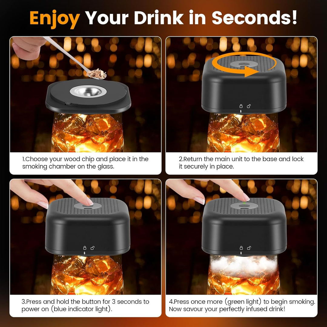 Elektrischer Whiskey Smoker Set, USB-C wiederaufladbar Whisky Smoker Set, altmodisches Whiskey Räuch