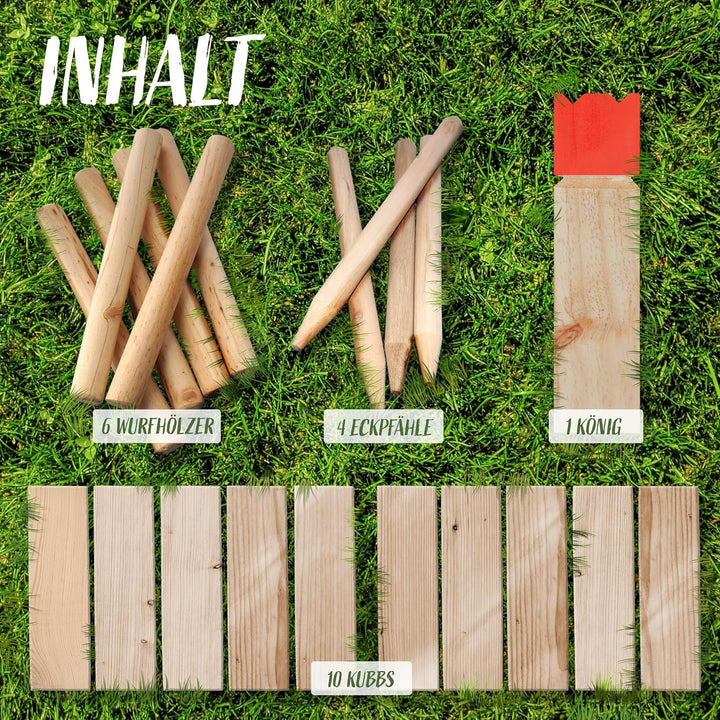 Ocean 5 Kubb - Original Wikinger Wurfspiel für Draussen - Holz Schach Kegel Spiel aus Skandinavien -