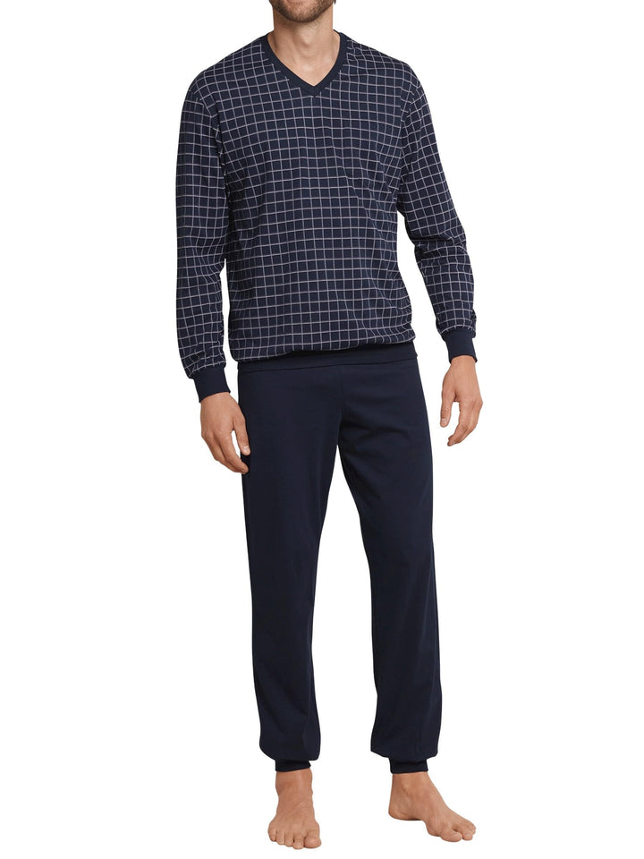 Schiesser Herren Schlafanzug lang mit Bündchen - Nightwear Set 64 Dunkelblau_159618, 64 Dunkelblau_1