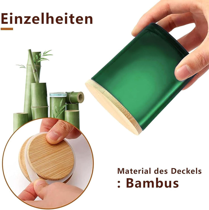OXTXO 6er Set Kerzengläser mit Bambusdeckel (200ml) – 3mm Dickwandiges Glas für Kerzengiessen – Eleg