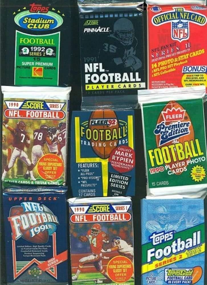 Träumen Sie viele alte ungeöffnete Fussballkarten in Packungen, 60 Karten in Packungen aus den späte