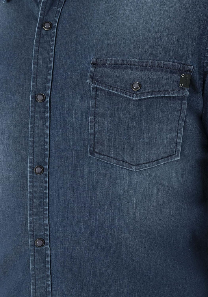 Timezone Herren Stretch Denim Shirt Hemd L Light Indigo Wash, L Light Indigo Wash