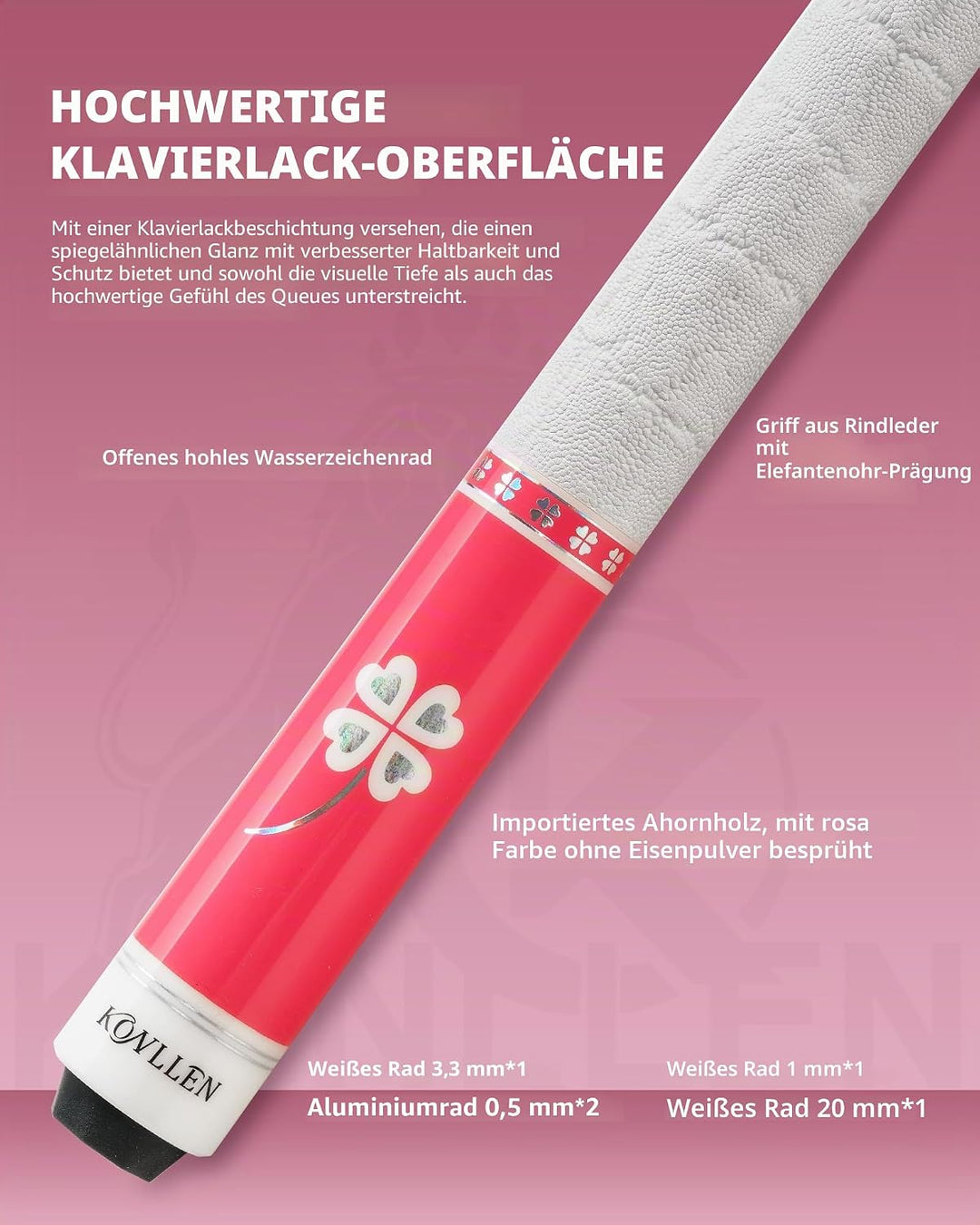 KONLLEN Billardqueue aus Kohlefaser, 58 Zoll, professionelle Billardstöcke für Erwachsene, Vollcarbo