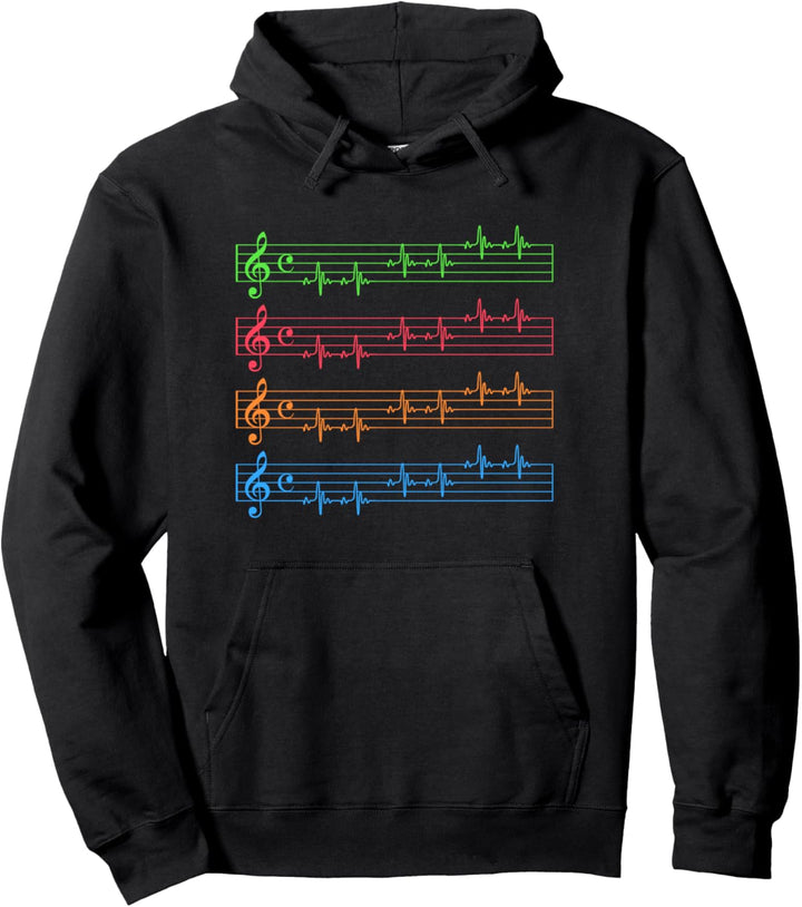 Noten Heartbeat | Musiker Geschenk Herzschlag Musik Pullover Hoodie