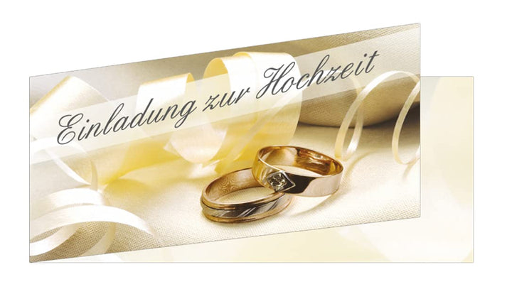 100 Stück Einladungskarten zur Hochzeit (EKT-105) Format DIN lang Einladungen Ringe Trauung Feier