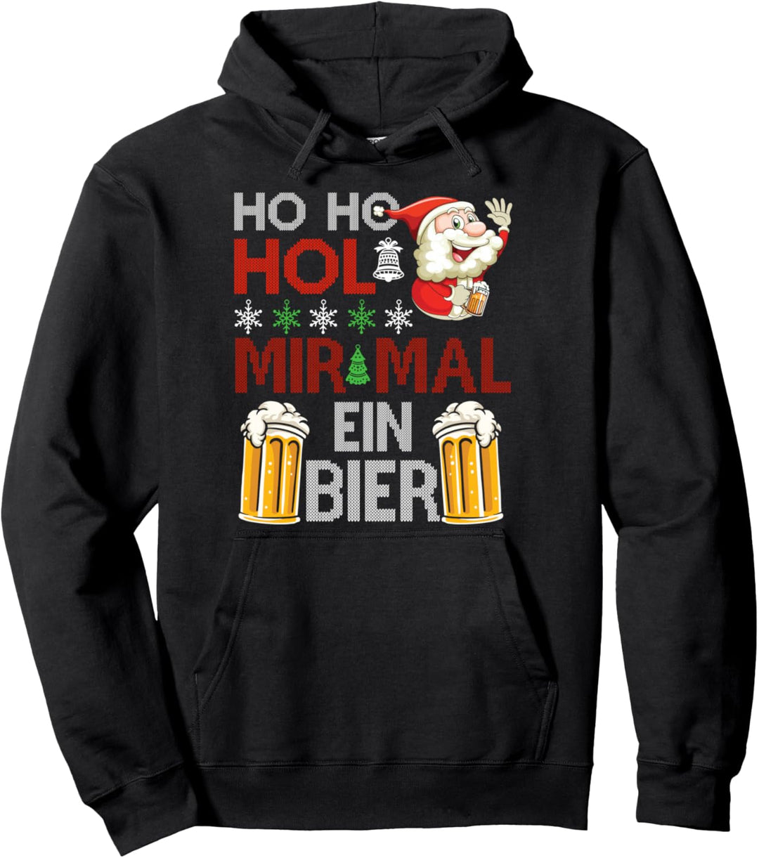 HO HO Hol Mir Mal Ein Bier Weihnachtsmann Lustige Sprüche Pullover Hoodie