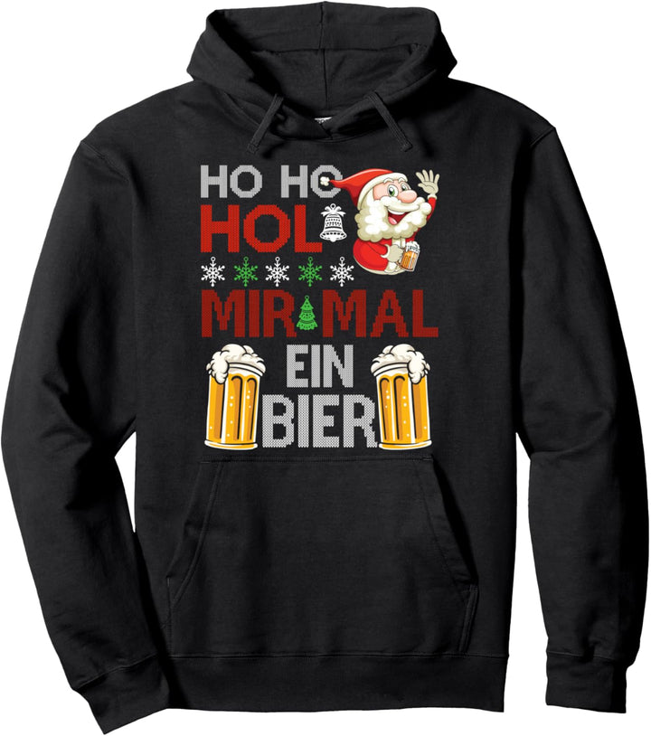 HO HO Hol Mir Mal Ein Bier Weihnachtsmann Lustige Sprüche Pullover Hoodie