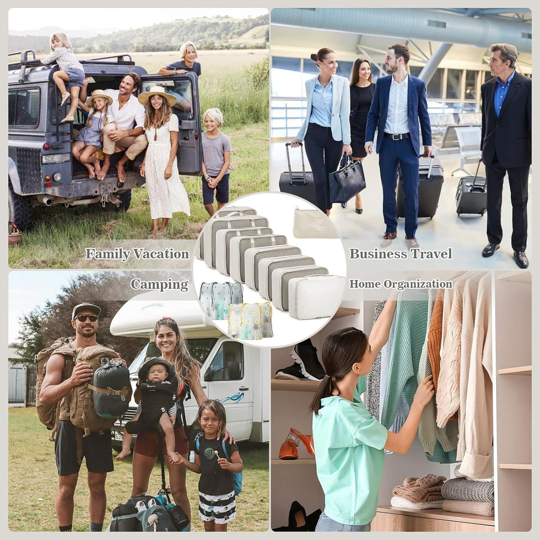 Koffer Organizer Set, 15 Stück Packing Cubes, Wasserdichte Kleidertaschen für Urlaub und Reisen, Tra