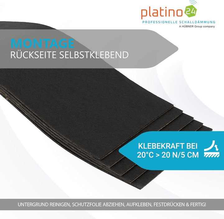 platino24 50x Bitumenmatten 500x200x3,6mm, Antidröhnmatten selbstklebend, Dämmmatten Auto, Schalldäm