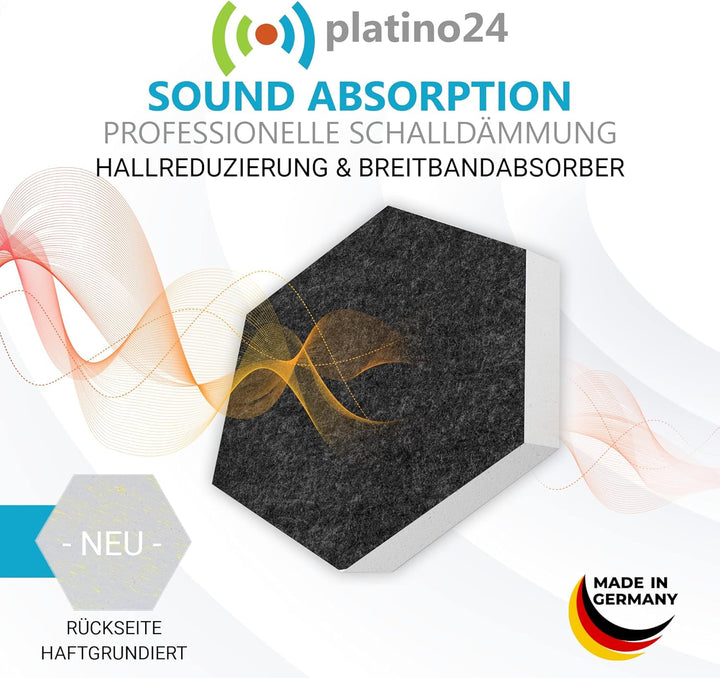 platino24 Schallabsorber COLORE aus Basotec G+ I Akustikpaneele mit Akustikfilz I Wand-Paneele mit 6