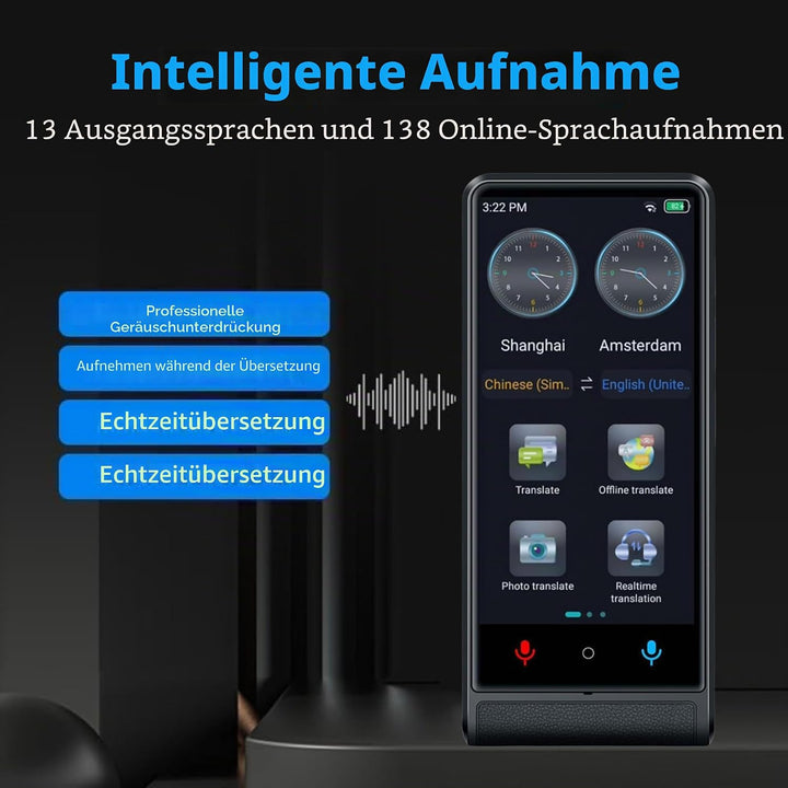 Californa, Sofort-Sprachübersetzer 2026, gleichzeitiger Übersetzer ohne WLAN, Touchscreen, 10,2 cm (