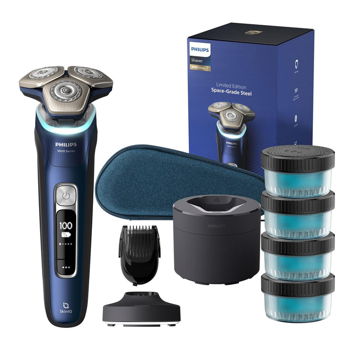 Philips Shaver Series 9000 – Elektrischer Nass-und Trockenrasierer für Männer in Blau mit Lift and C