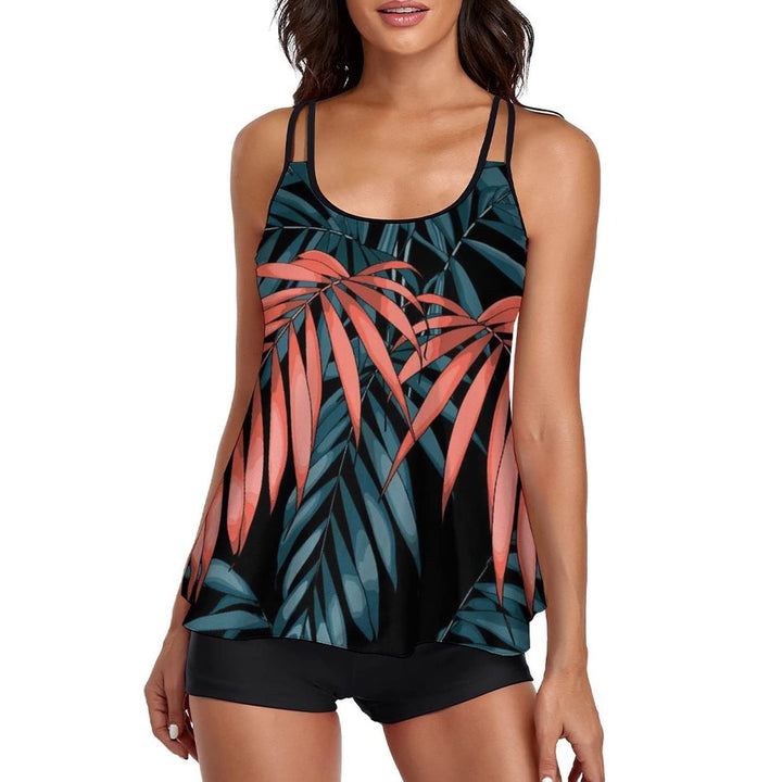 wihnsinop Tankini Damen Bauchweg Bademode Set Freizeit Badeanzug Tankinis Zweiteiler Sets Sommer Ele