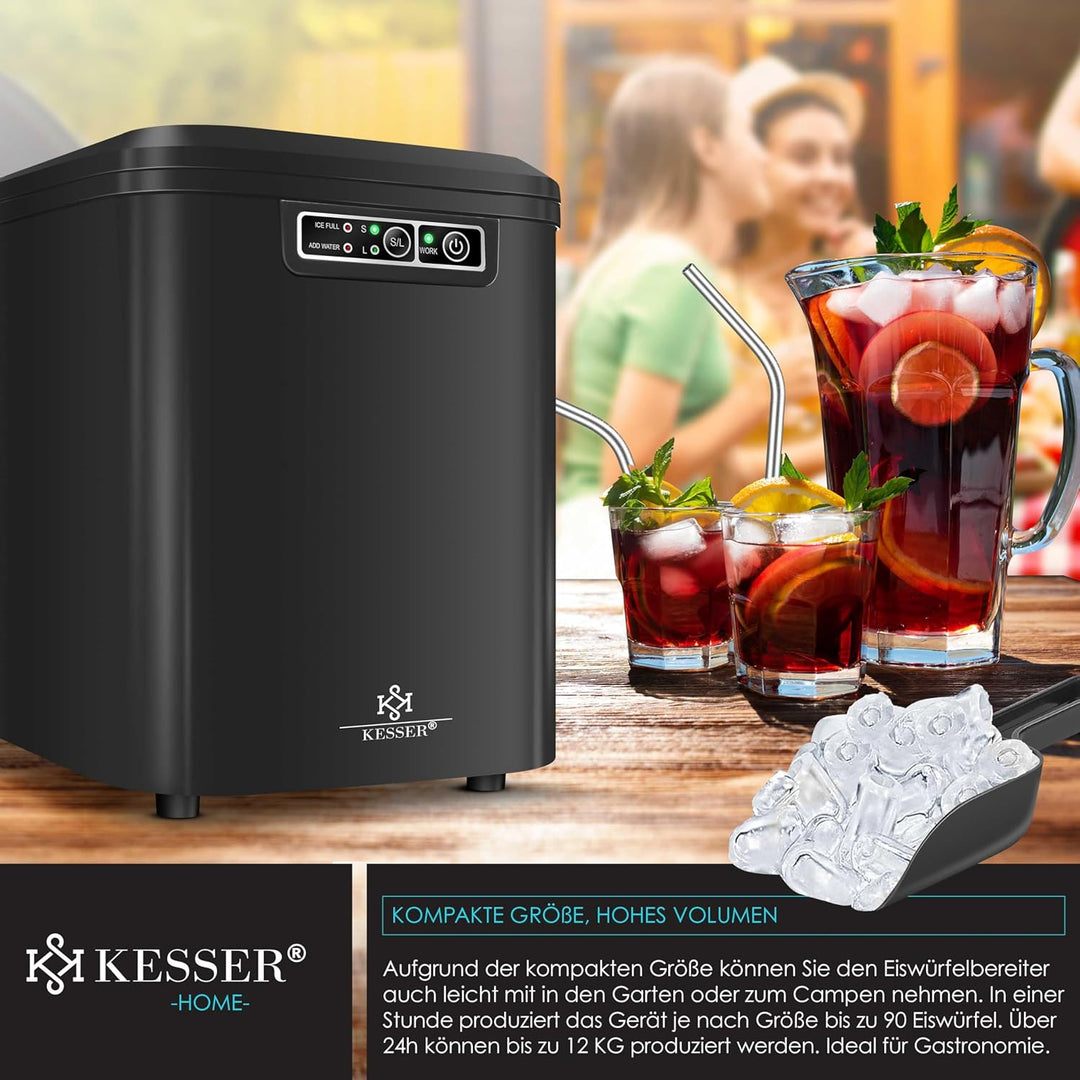 KESSER® Eiswürfelbereiter | Eiswürfelmaschine Edelstahl | Ice Maker | 12 kg 24 h | Zubereitung in 7