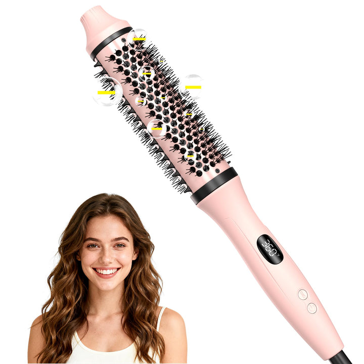 Bopcal Thermal Brush 3 in 1 - Thermobürste Rundbürste mit Digital Display, Ionische Lockenbürste Red