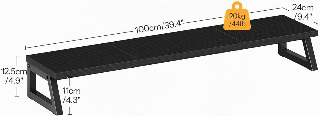 HOOBRO Monitorständer Holz für 2 Monitore, 100 x 24 x 12,5 cm, Dual Monitor Ständer, Bildschirmerhöh