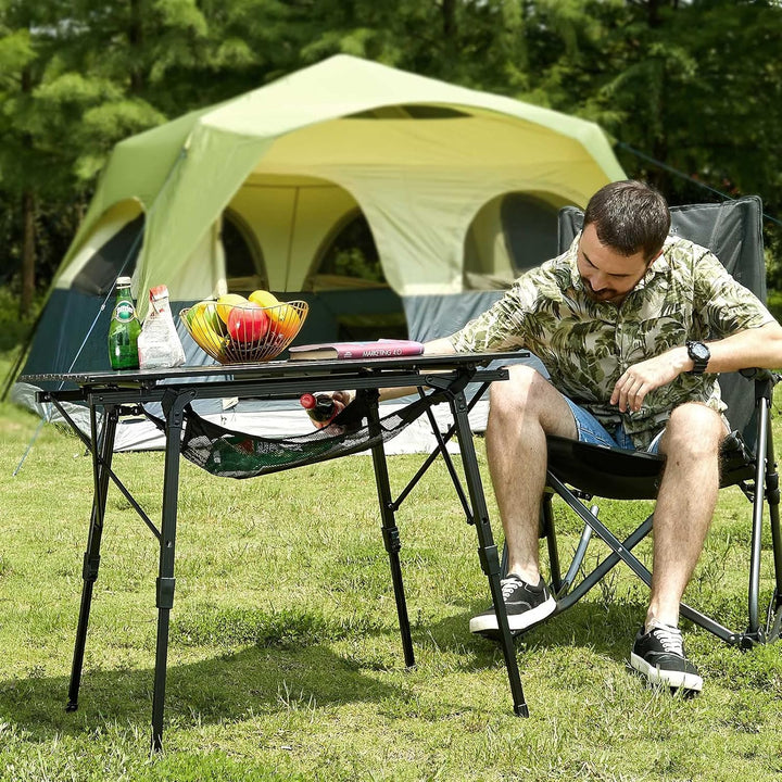 Portal Campingtisch faltbar Höhenverstellbar Klapptisch 60kg belastbar Aluminium 90 x 53cm für 4 Per