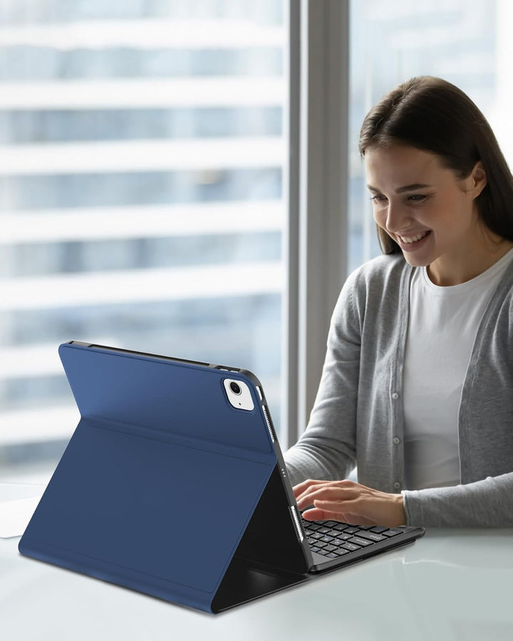 Hülle mit Tastatur für iPad Air 13" (2026 M4/2025 M3/2024 M2) & Pro 12.9" (2018-2022), Deutsches QWE