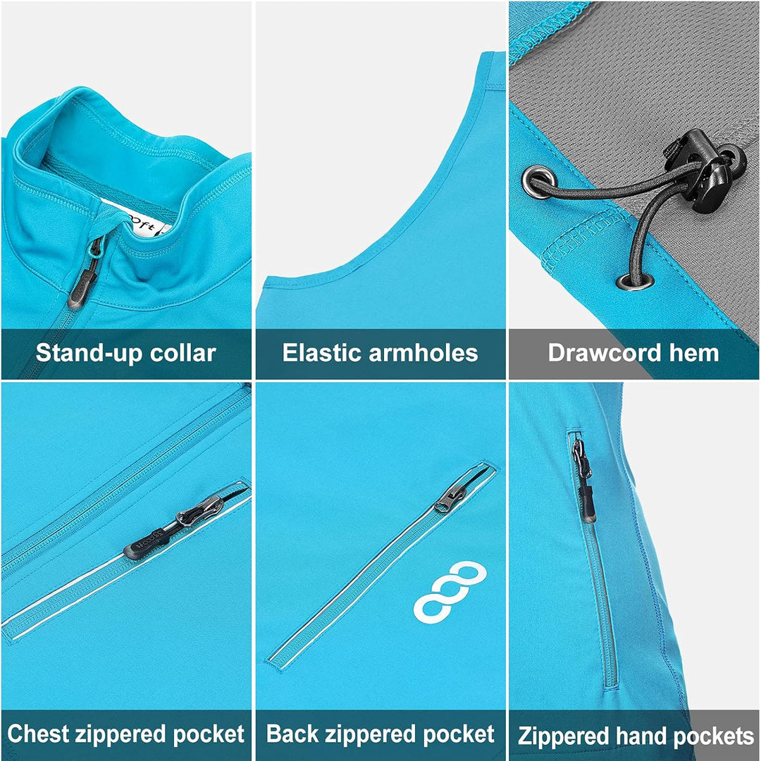 33,000ft Damen Leichte Laufweste Outdoor Softshell Weste Frau Ärmellose Jacke Winddichte Wasserdicht