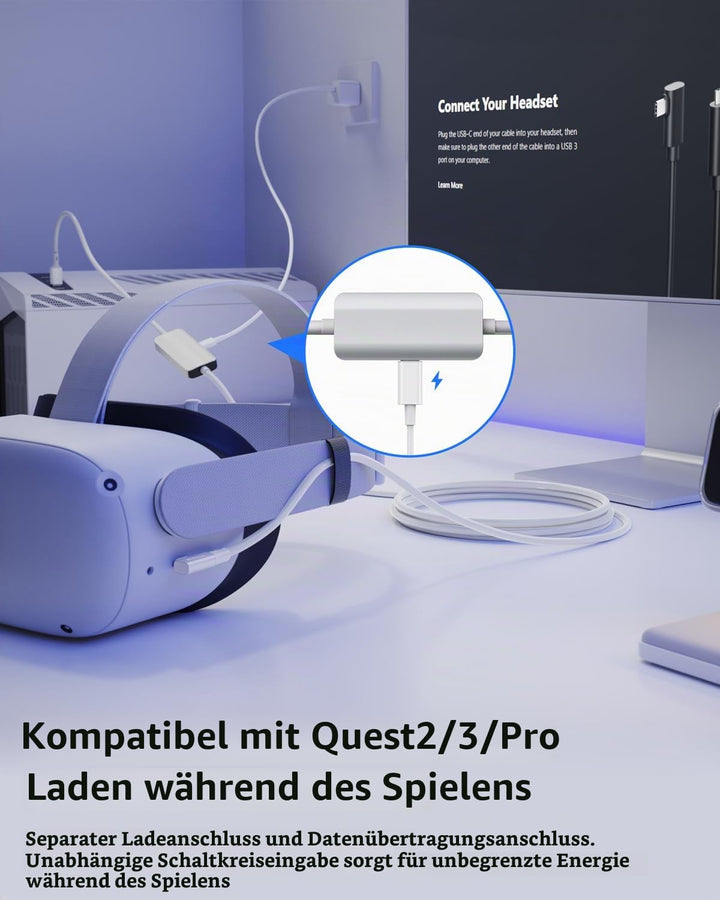 5m Link Kabel Kompatibel mit Meta Oculus Quest3/Quest2/Pro/PICO 4,Stouchi mit Separatem Ladeanschlus