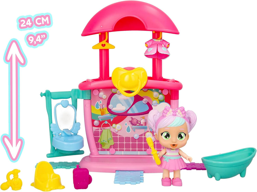 Cry Babies Playtime Day Care Bella's Bathroom, erweiterbares Mini-Puppenhaus-Spielset Badezimmer mit