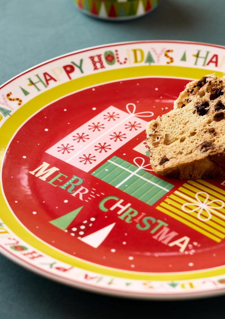 Tognana, Panettone-Teller 30 cm Christmas, Porzellan, Mehrfarbig
