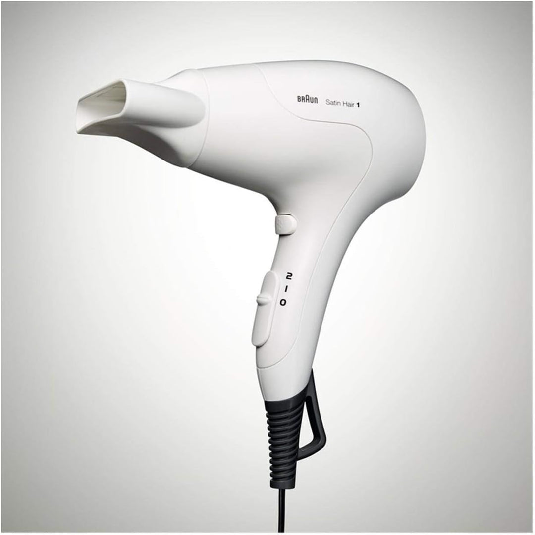 Braun Satin Hair 1 Power Perfection Haartrockner, professioneller Föhn mit Stylingdüse, HD180, weiss