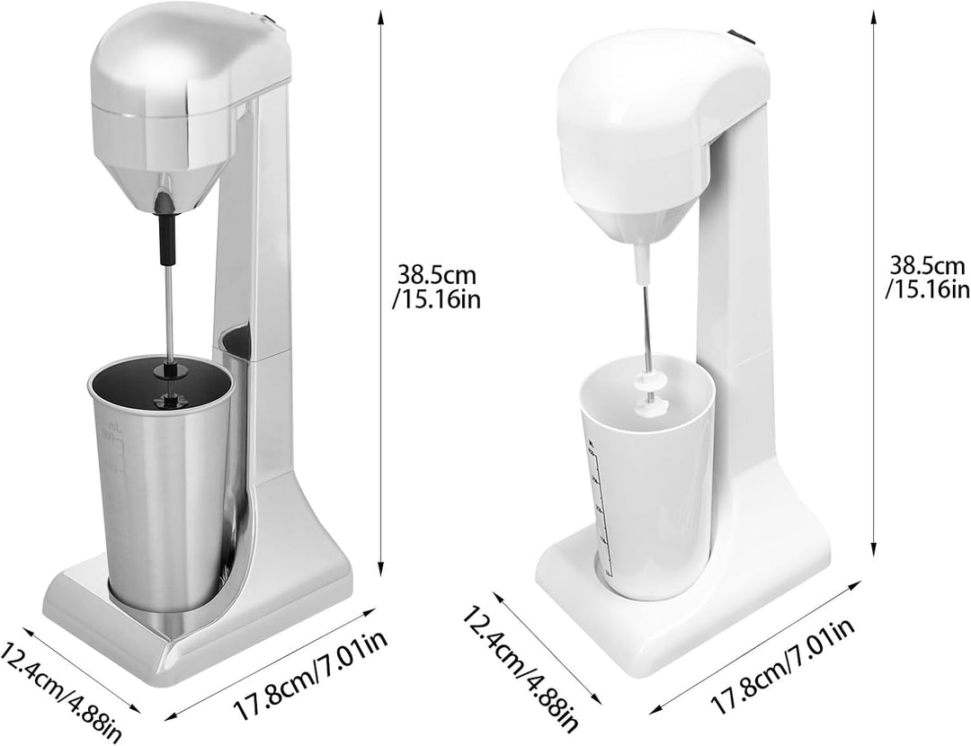 Getränkemixer Edelstahl Milchshaker 500ML 22000rpm 2 Geschwindigkeitsstufen Getränkemixer (Silber),