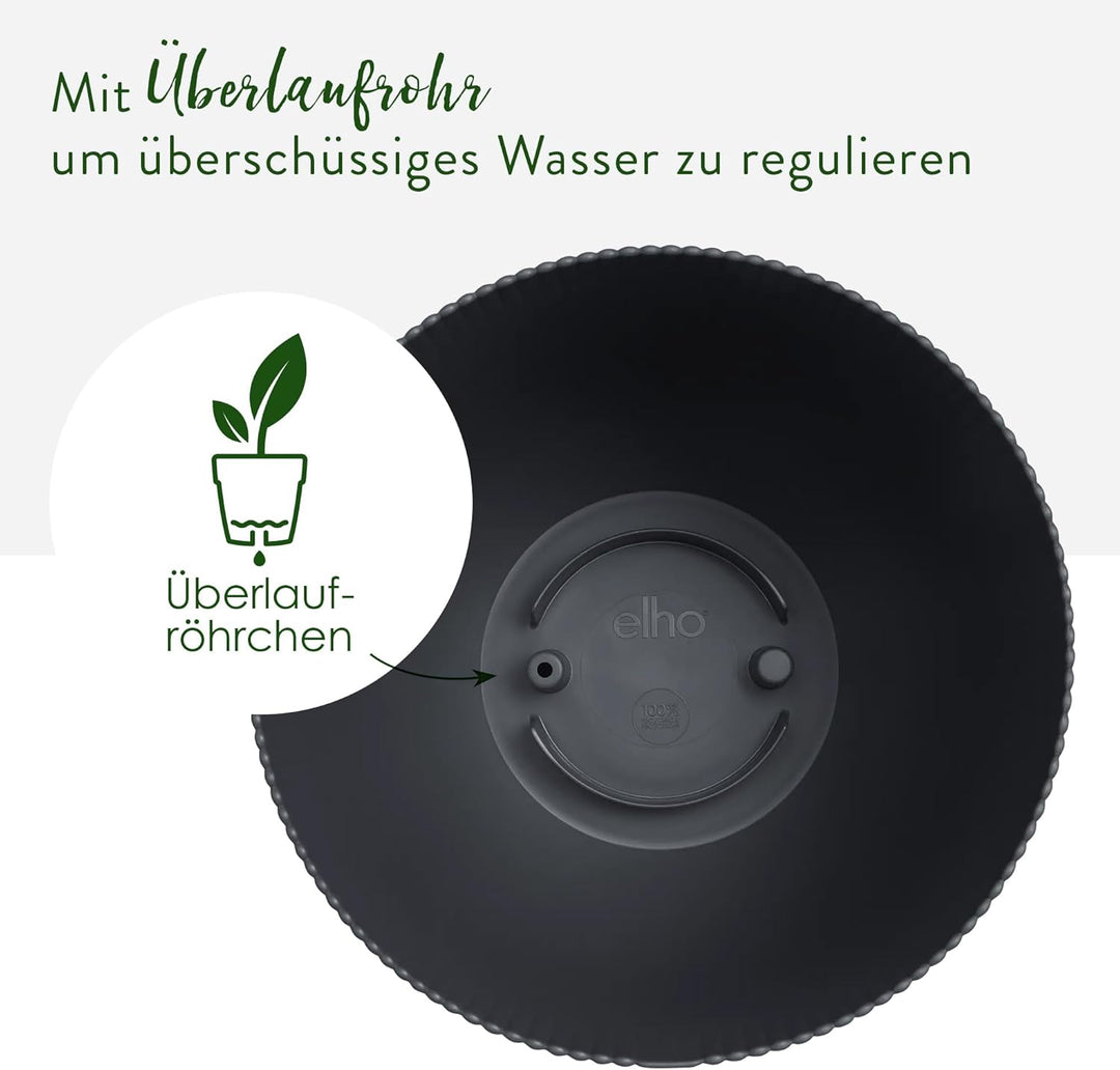 elho Sereh Round 40 - Flower Pot for Indoor and Outdoor Use - 100% Recycled Plastic - Diameter 39.0