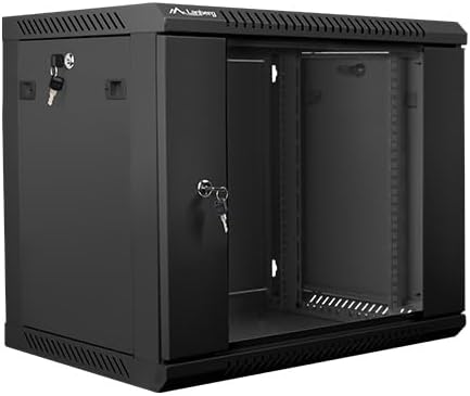 Lanberg 19'' Wall-Mounted Installation Cabinet 9U 600x450mm Black (Glass Door)