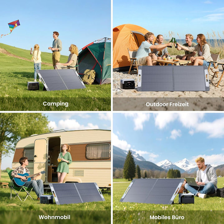 110W 19.8V Solarpanel Faltbar, N-Type 16BB Tragbares Monokristalline Solarmodule,USB-A (3.0) & USB-C