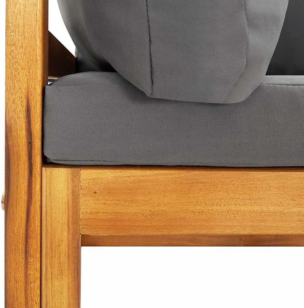 vidaXL Akazienholz Massiv Modular Ecksofa mit Dunkelgrauen Kissen Sofa Lounge Gartensofa Sessel Gart
