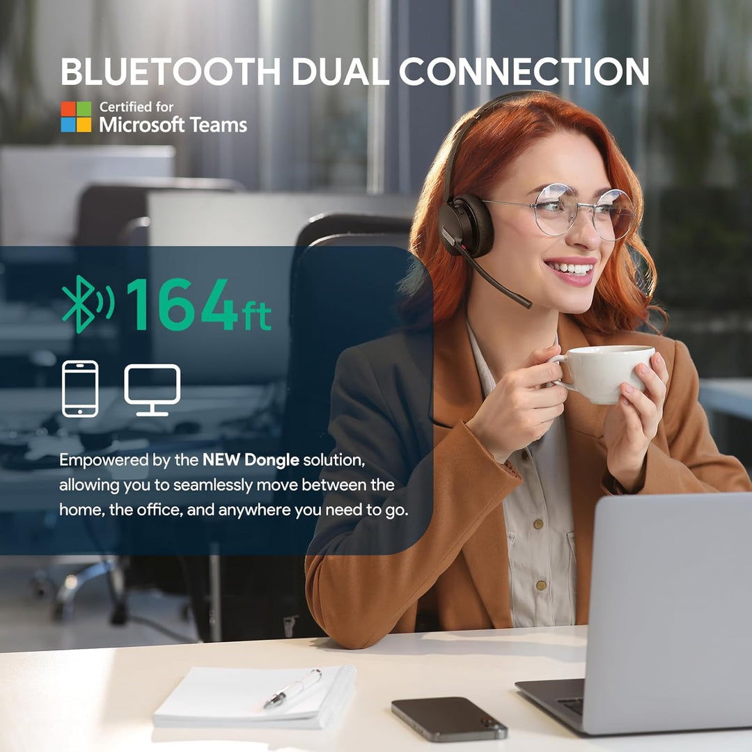 Yealink BH70 mit Ständer Bluetooth Headset mit Mikrofon für homeoffice, bis zu 35h Gesprächszeit, Te