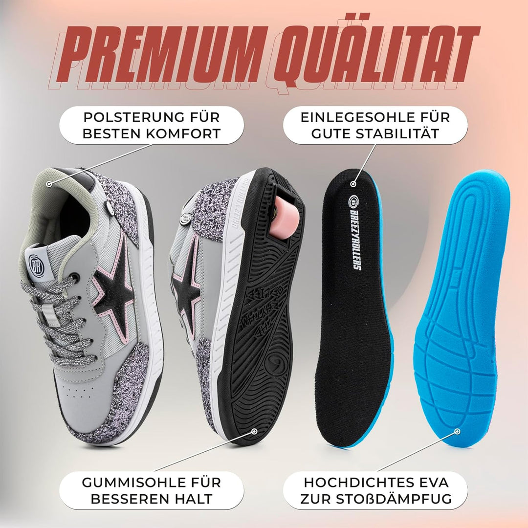BREEZY ROLLERS Schuhe mit Rollen für Kinder I Rollschuhe-Sneaker Kids I Von Kinder Strassen-Schuhen