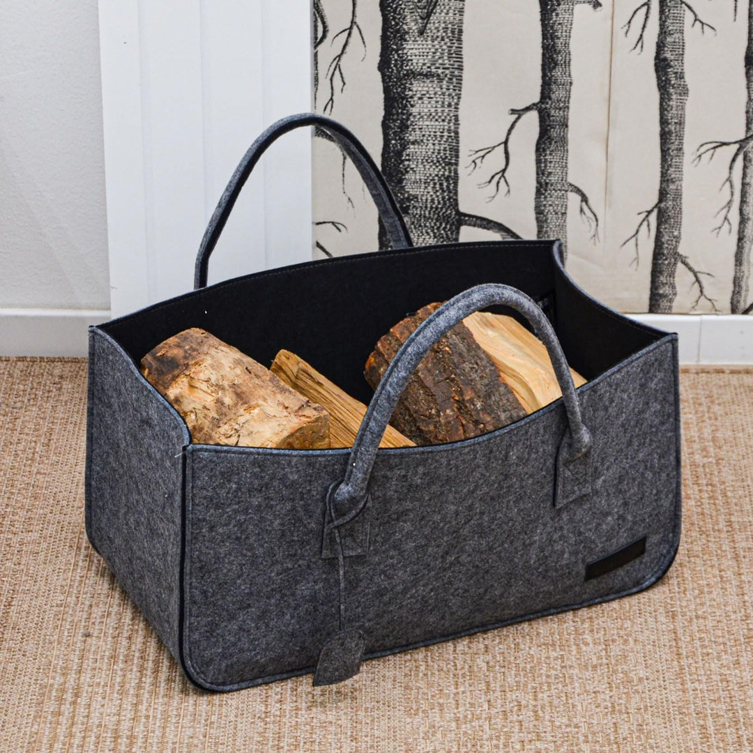 DuneDesign 2er Set: Schwerlast Shopping Bag Filz XXL - 50x25x25 Filztasche Gross - Kamintasche für H