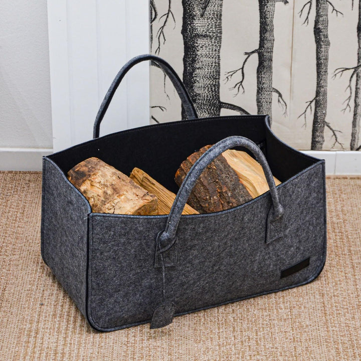 DuneDesign 2er Set: Schwerlast Shopping Bag Filz XXL - 50x25x25 Filztasche Gross - Kamintasche für H