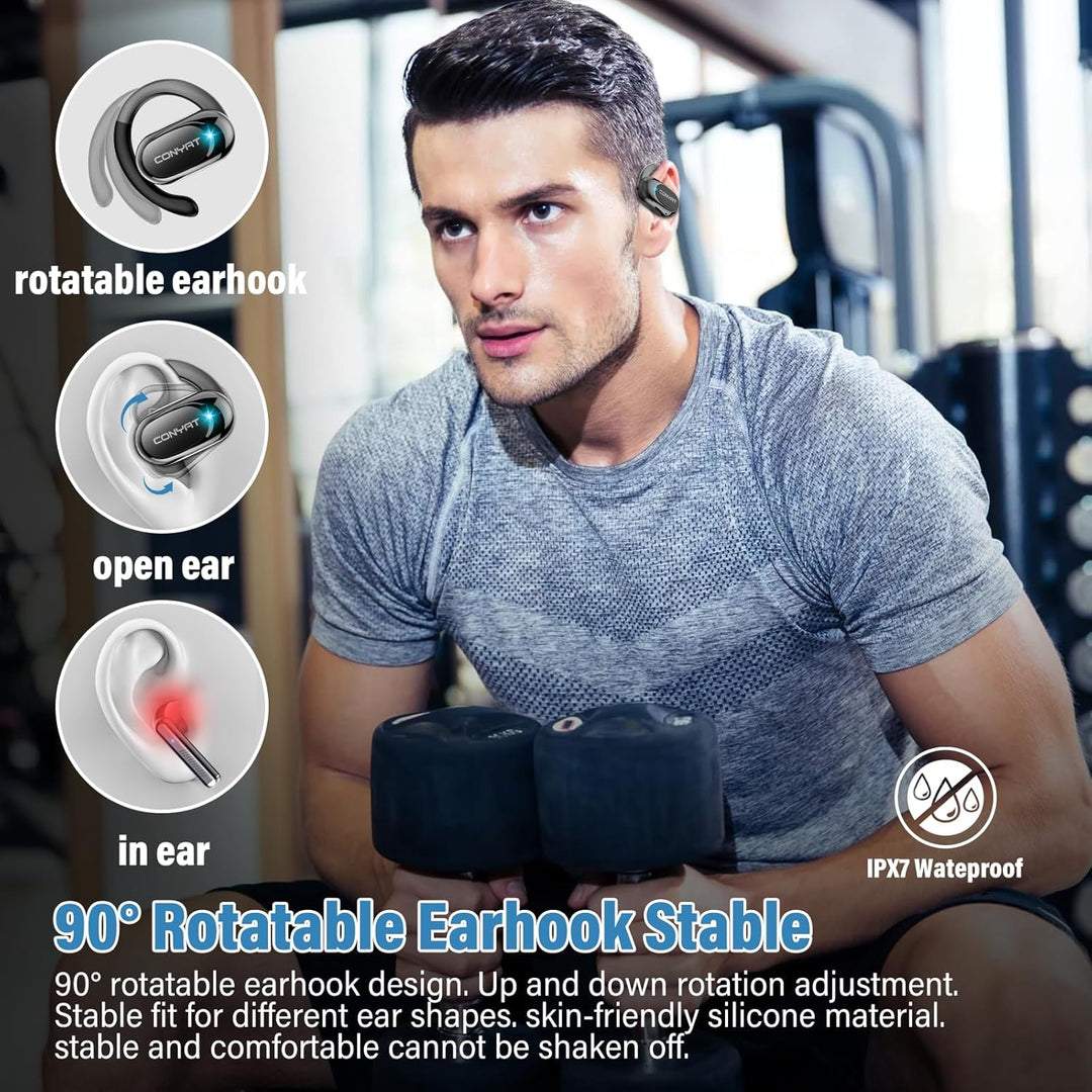 Open Ear Kopfhörer Sport, Bluetooth 5.4 Ohrhörer, Open Ear Headphones mit ENC, Pendler/Sport, Tiefsc
