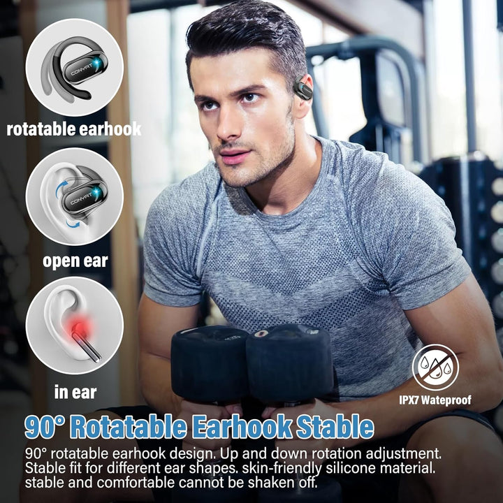 Open Ear Kopfhörer Sport, 2025 Bluetooth 5.4 Ohrhörer, Open Ear Headphones mit ENC, 58H Spielzeit, B