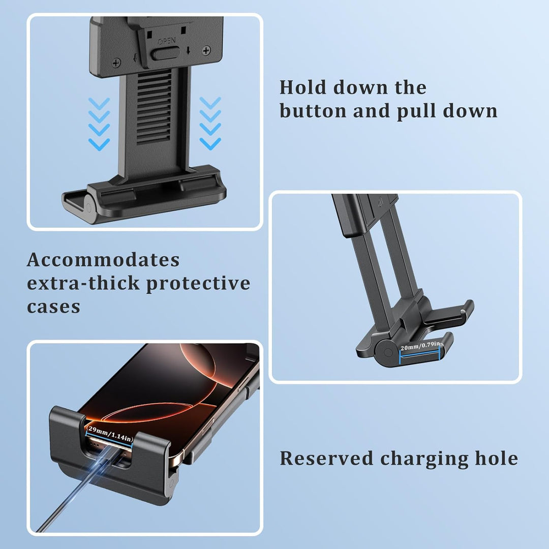 OHLPRO Tablet Halterung Auto,360° Drehung Tablethalterungen 18cm Ausziehbare Arm+ Waschbar Saugnapf,