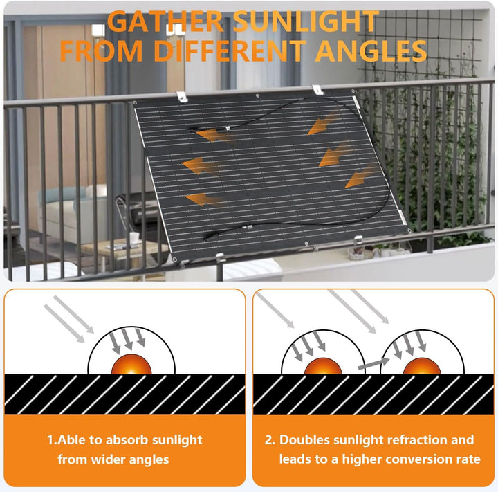 etfe Flexibel Solarpanel 100W 12V Monokristallines Photovoltaik Solarmodul Off-Grid für Wohnmobil, C