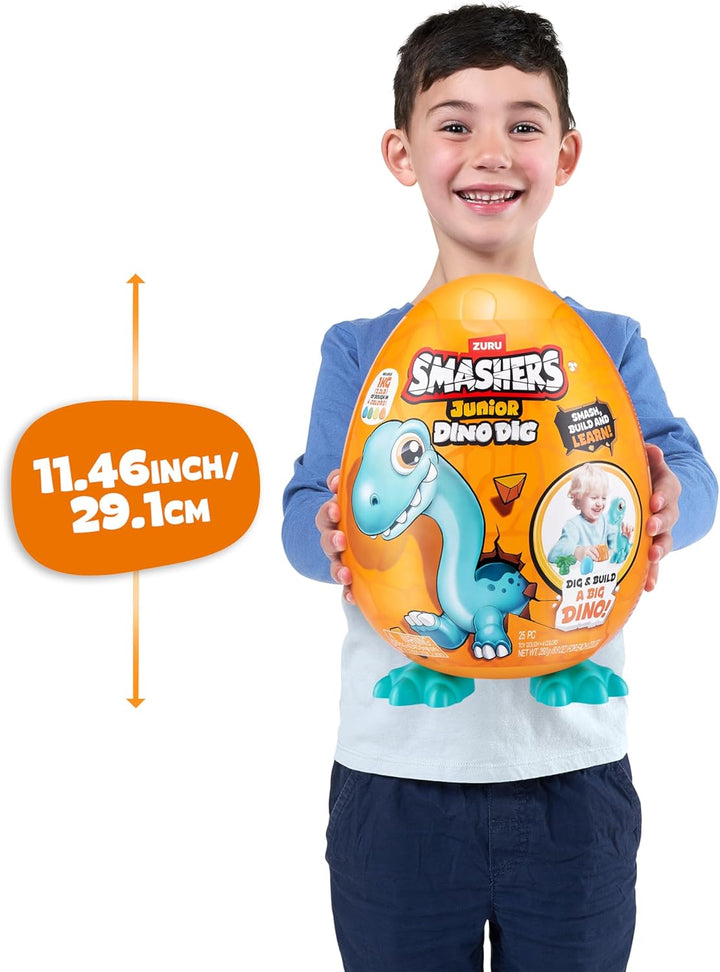 Smashers Junior Dino Dig Large Egg, Brontosaur, by ZURU 18+ Surprises, Dinosaur Preschool Toys, Buil