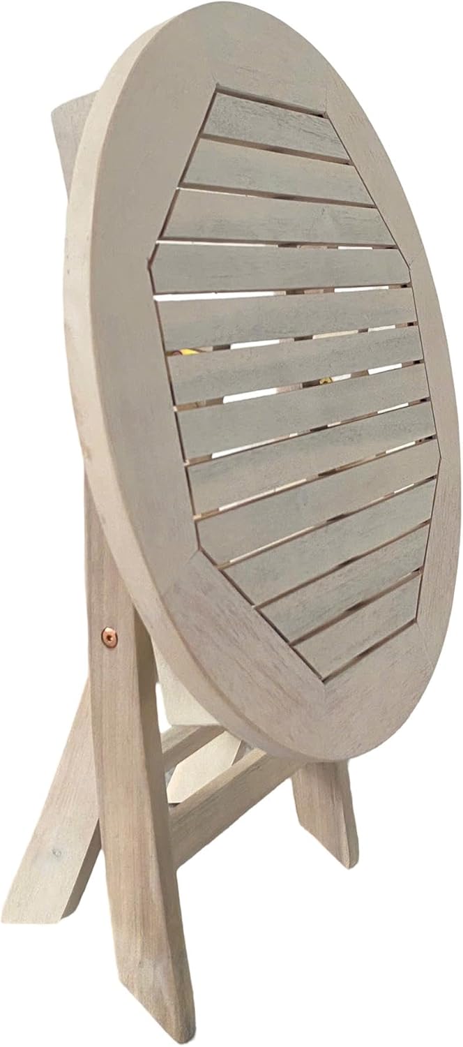 ESTEXO Gartentisch Balkontisch Beistelltisch 48 cm Rund Akazienholz Klapptisch Tisch Holztisch Weiss