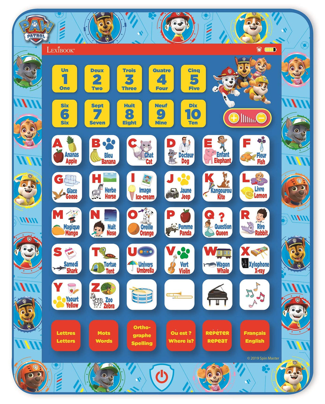 Lexibook JCPAD002PAi17 Psiego Patrolu Edukacyjny dwujęzyczny interaktywny Tablet, języki angielski/P