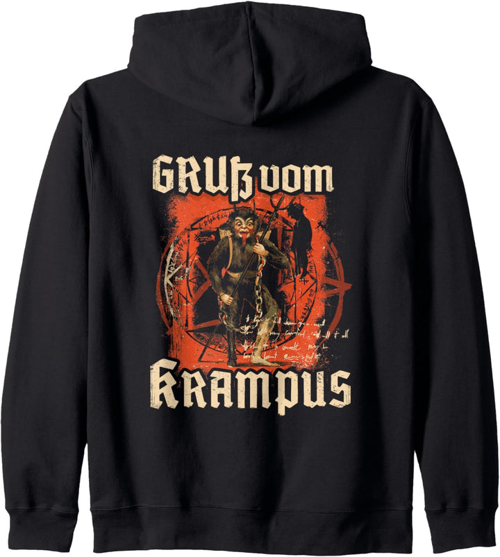 Original Vintage Gruss Vom Krampus Kramperl Perchten Krampus Kapuzenjacke