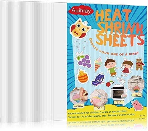 Auihiay 50 Stück Blank Shrink Plastikblätter Schrumpfen Papierblätter für Kinder Kreatives Basteln,