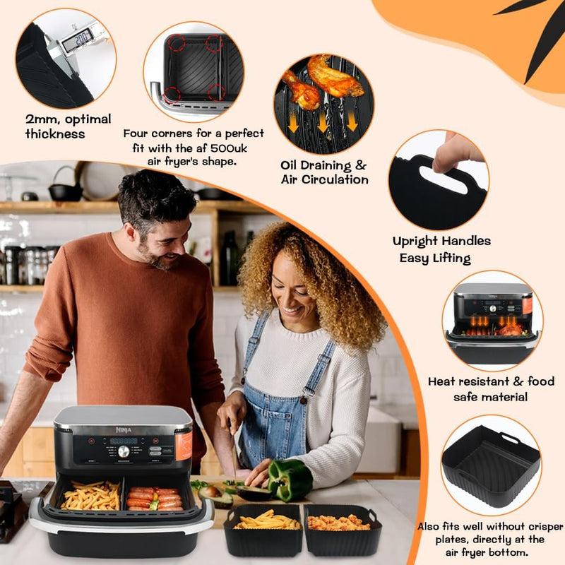 BYKITCHEN Airfryer Zubehör für Ninja Flex Drawer AF500EU 10,4L,7 Stück Heissluftfritteuse Zubehör fü