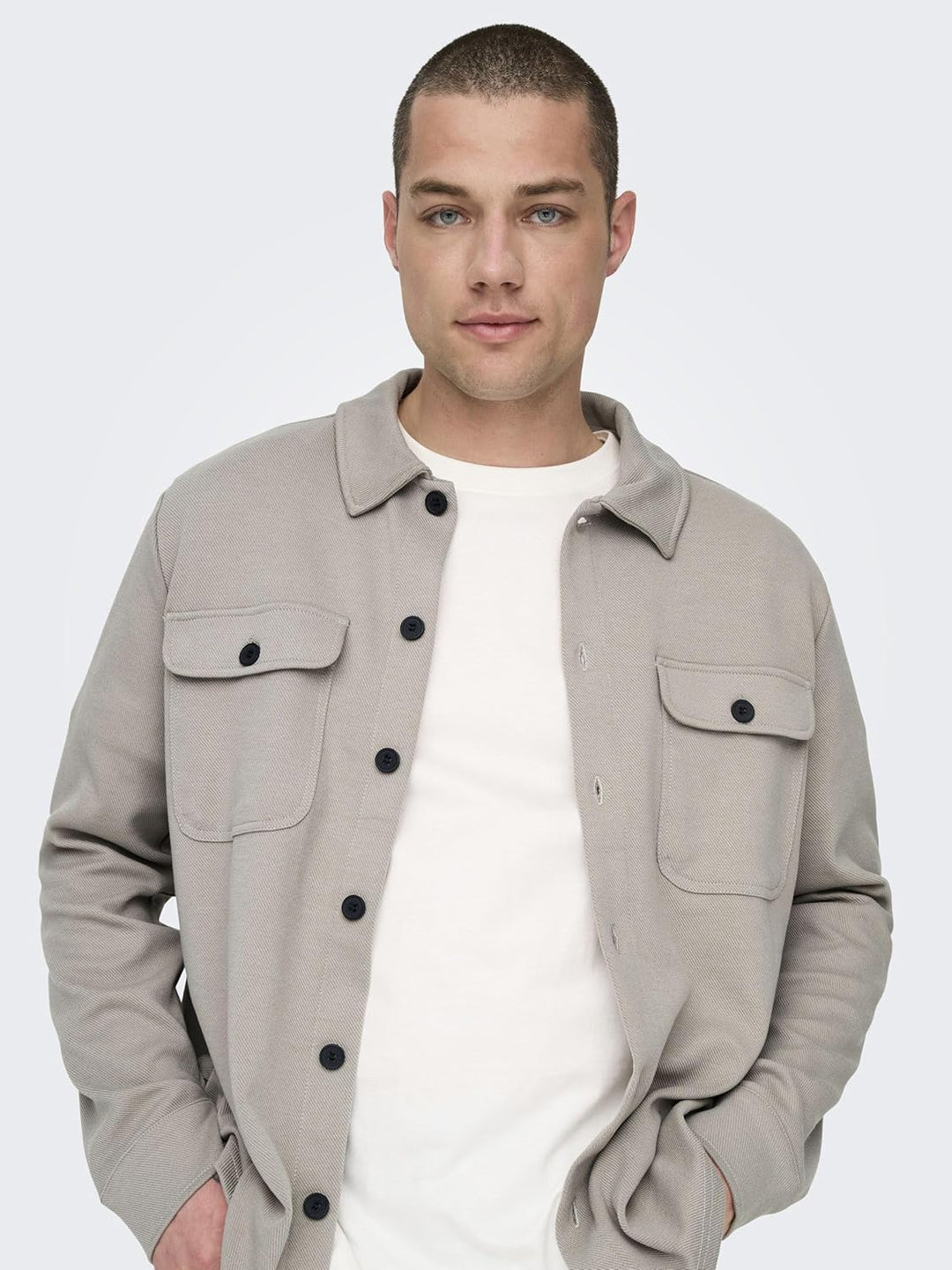 ONLY & SONS Male Hemd Normal geschnitten Hemdkragen Hemd XL Vintage Khaki/Pattern:melange, XL Vintag