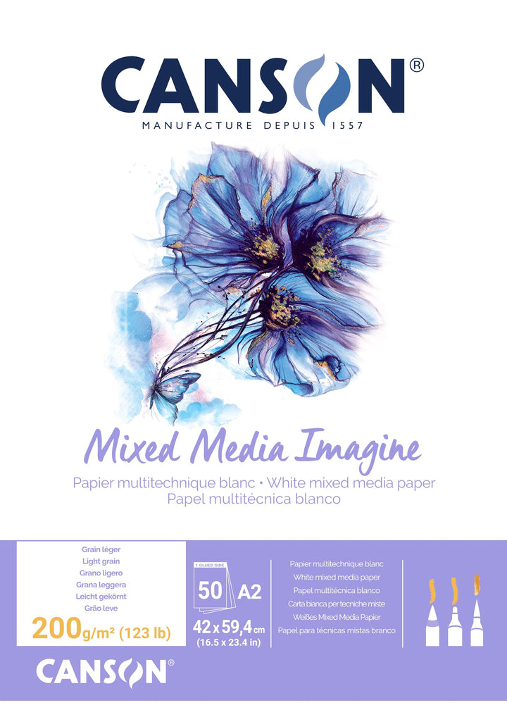 Canson 200006003 Imagine Mix-Media Papier, A2, rein weiss A2 - 42 x 59,4 cm Single, A2 - 42 x 59,4 c